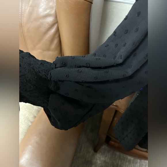 Women's Blouson Sleeve V Neck Blouse - Picture 2 of 3